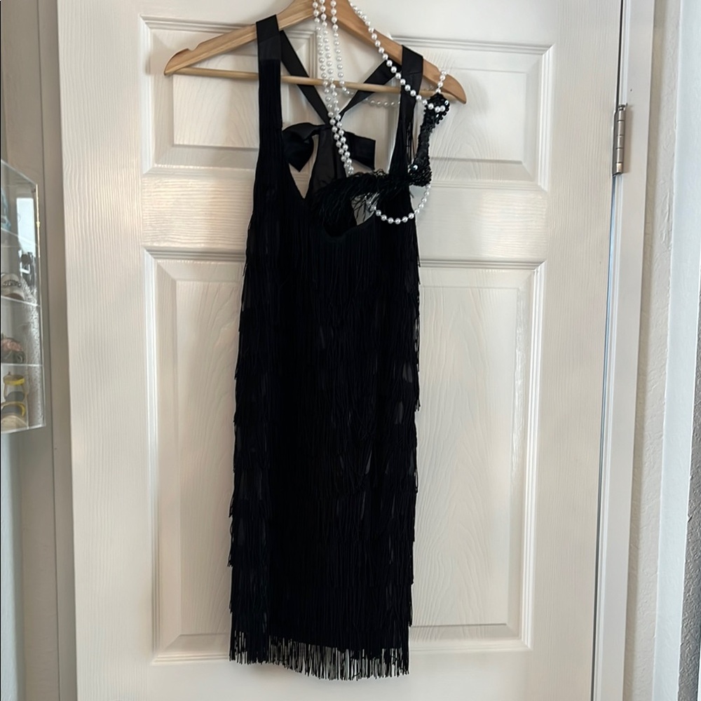 Elegant Black Fringe Dress